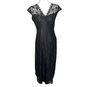 Black Lace Vintage MIDI Dress Size 8/9 by Joni Blair